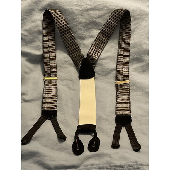Vintage Trafalgar Silk & Leather Y2K 2000 Braces Suspenders Adjustable‎ Size - Picture 10 of 13